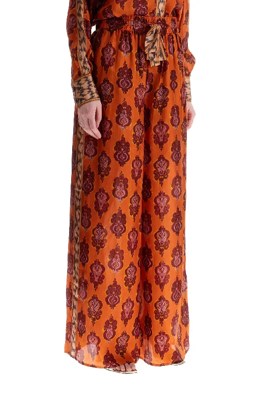 Zimmermann High Waist Wide Leg Ikat Print Silk Pants Orange Women's Activewear Garments