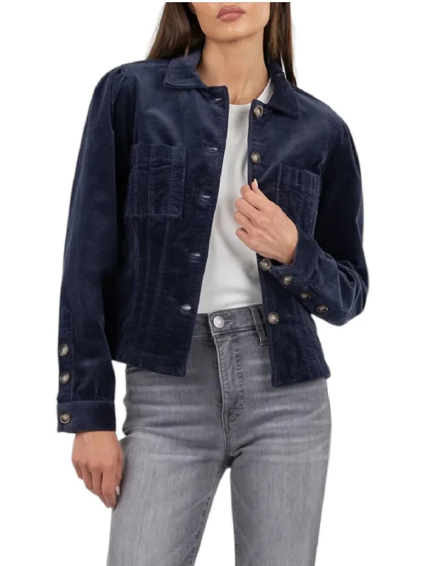 Kyra Corduroy Jacket In Navy Women's Evening Outfit