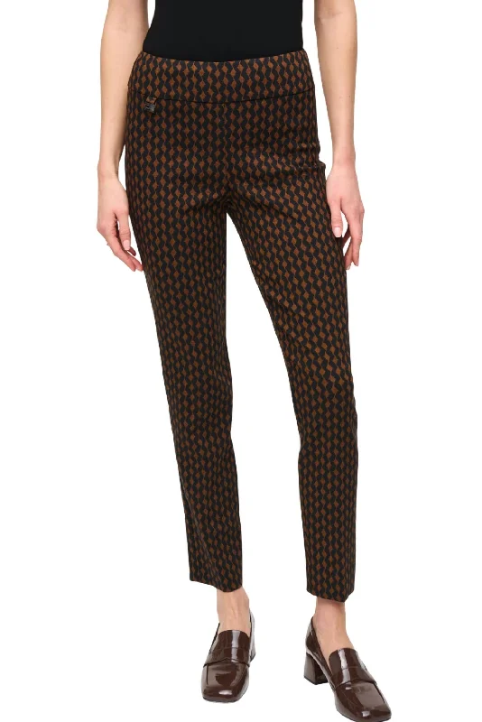 Retro Slim Fit Trousers In Rust/black Formal Outfit For Women