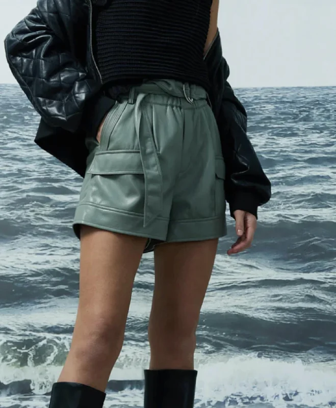 Parker Faux Leather Shorts In Sage Exclusive Discount