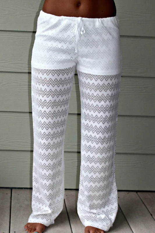 Chevron Knit Pants In White Women's Vacation Garments