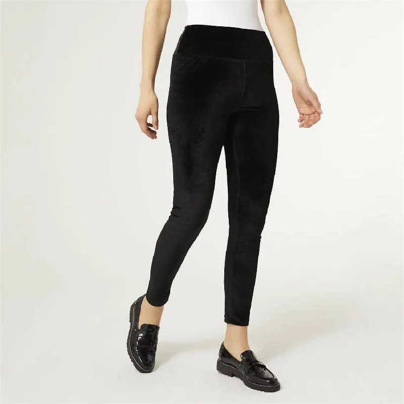 Rowan Wide Waist Velour Legging In Black Elegant Women's Clothing Online