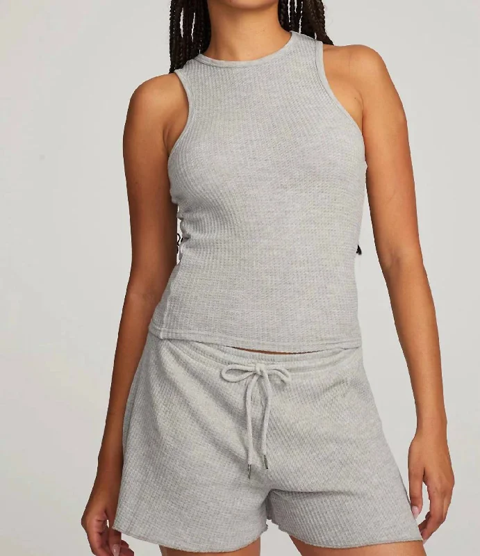 Waffle Shorts In Grey Women's Activewear for Exercise and Sports