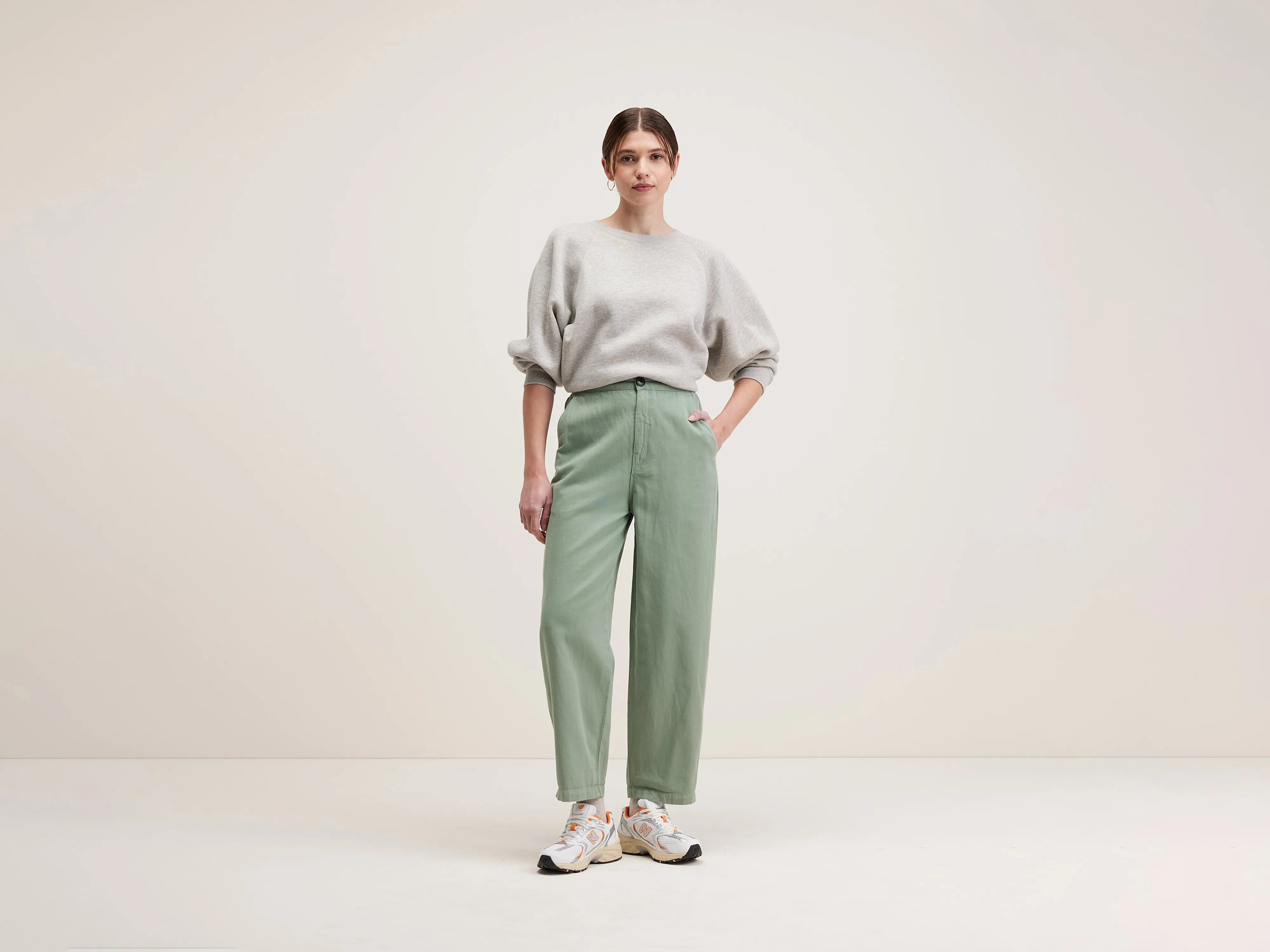 Pasop relaxed trousers (242 / W / EUCALYPTUS) Casual Chic Clothing For Women