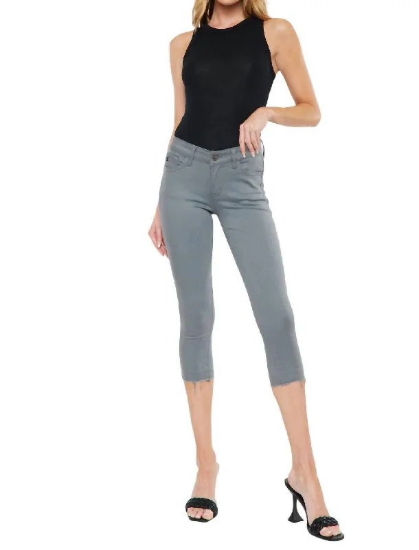 Lilian Mid Rise Capris In Gray Women's Clothes And Apparel Sets