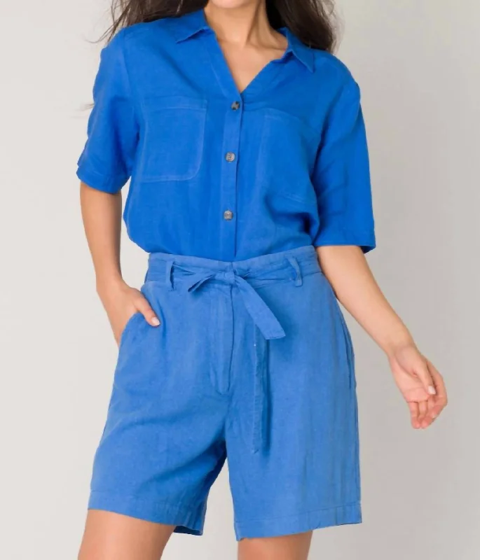 Maylin High Waisted Short In Electric Blue Chic Women's Clothing for Work and Travel