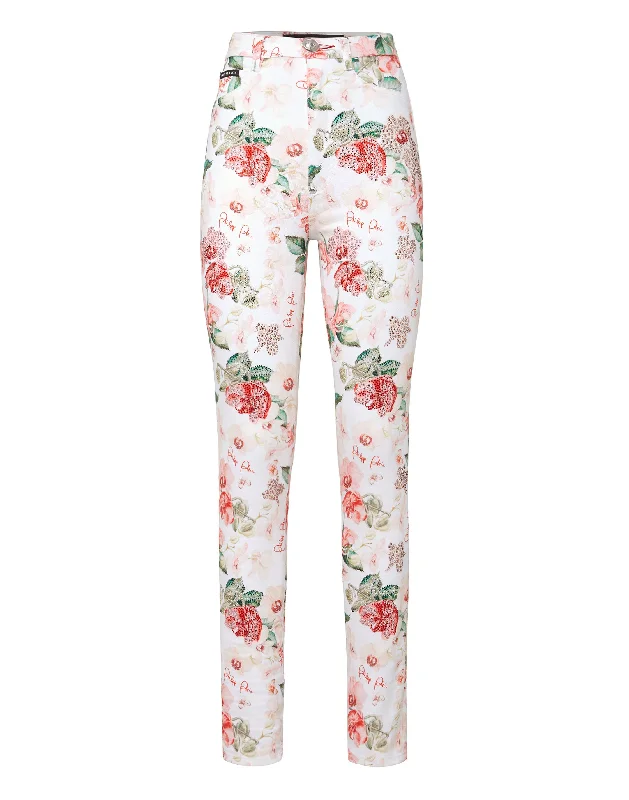 Super High Waist Jegging Flowers Elegant Women's Evening Garments