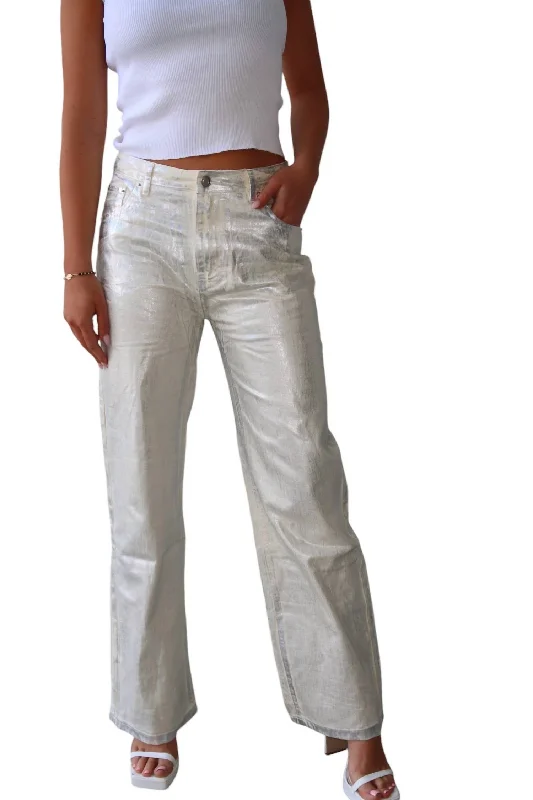 Star Girl Pants In Silver Women's Clothes Online Shopping