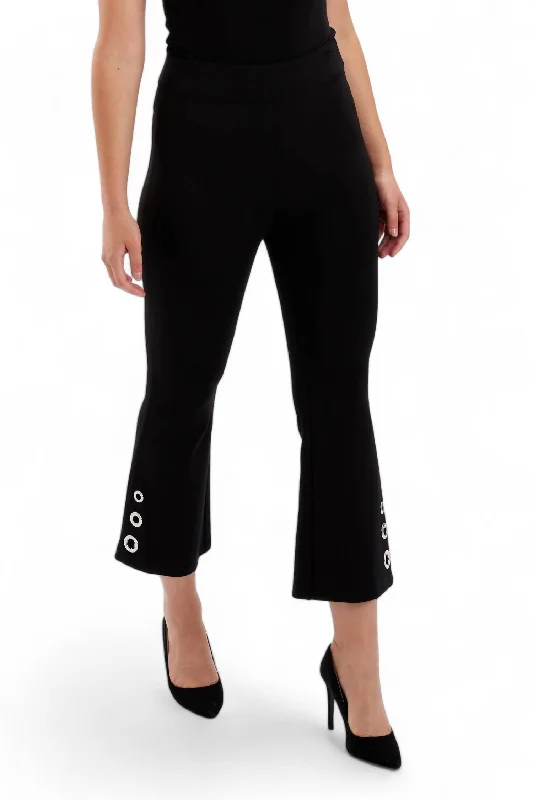 Grommet Detail Pants In Black Women's Resort Attire