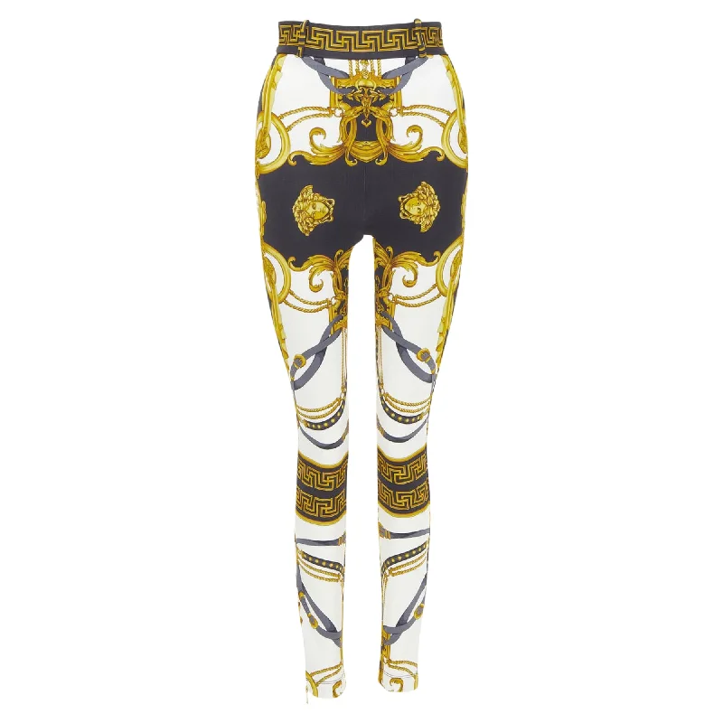 Versace Rodeo Barocco Harness Stretch Legging Pants Women's Vintage-Inspired Clothing