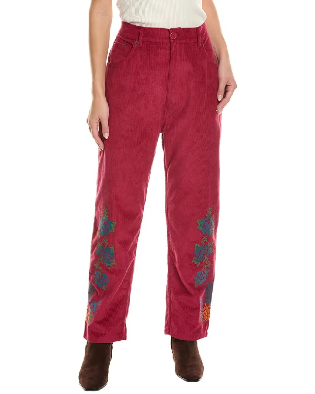 FARM Rio Embroidered Corduroy Pant Trendy Women's Apparel for All Seasons