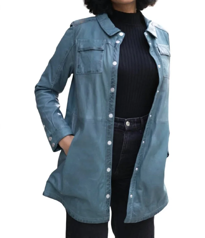 Mahi Leather Jacket In Teal Comfortable Garments For Women