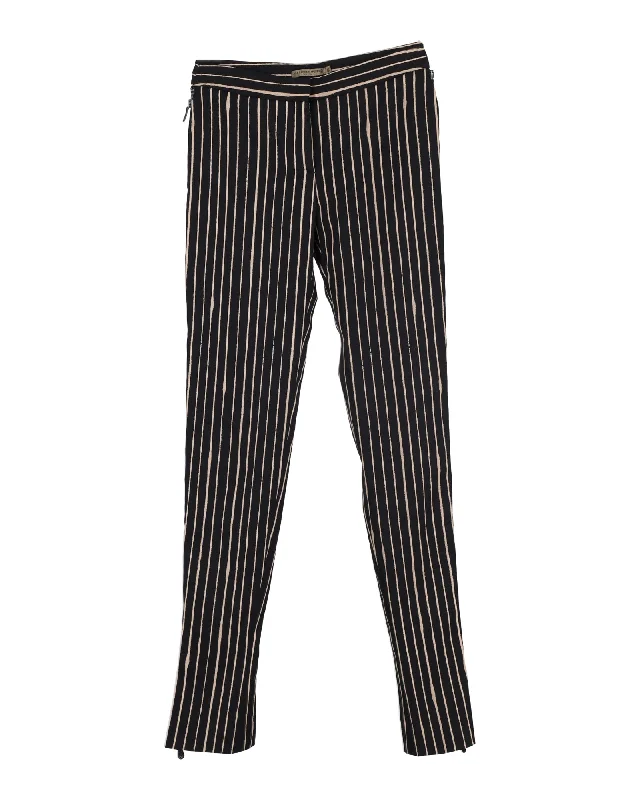 Alexander McQueen Striped Slim-Fit Trousers in Black Silk Women's Activewear Outfit