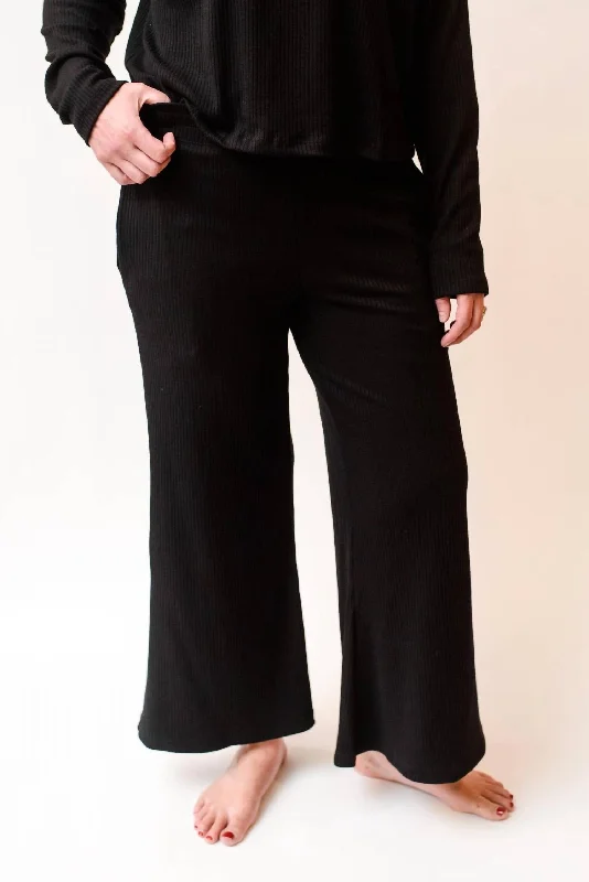 Ribbed Lounge Pant In Black Women's Clothing And Garments Sets