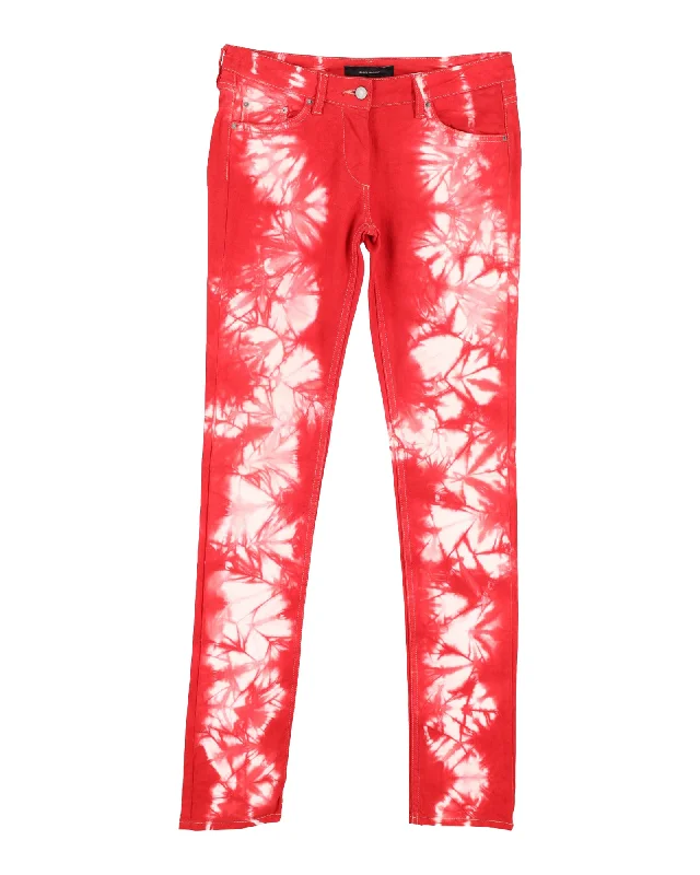 Isabel Marant Tie-Dye Jeans in Red Cotton Chic Women's Clothing for Work and Travel