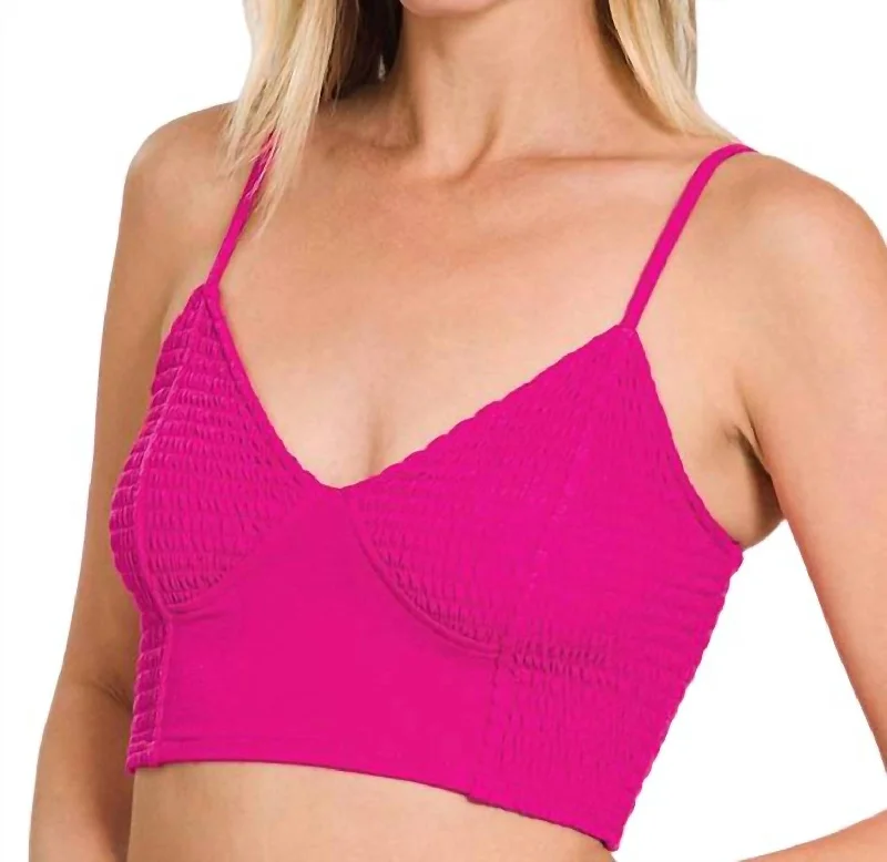 Smocked Triangle Bralette In Hot Pink Women's Online Clothing Boutique