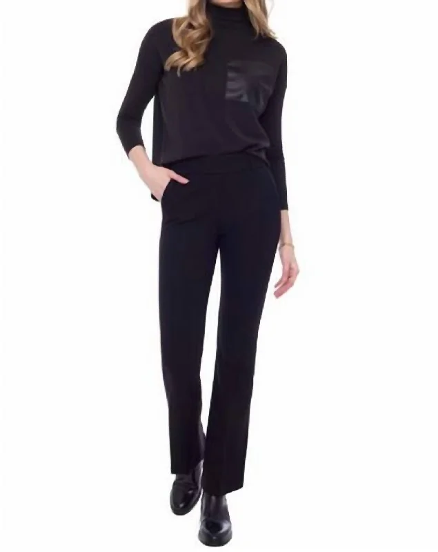 Axel Solid Boot Leg Full-Length Ponte Pant In Black Women's Comfortable Clothes For Weekends