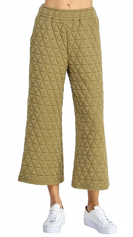 Cropped Quilted Pant - Reg/curvy In Olive Women's Festive Attire