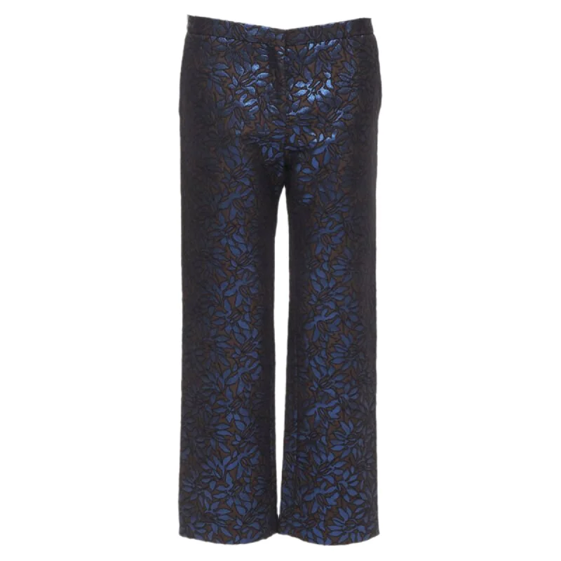 Marni metallic floral jacquard wide leg trousers pants Online Boutique Clothing