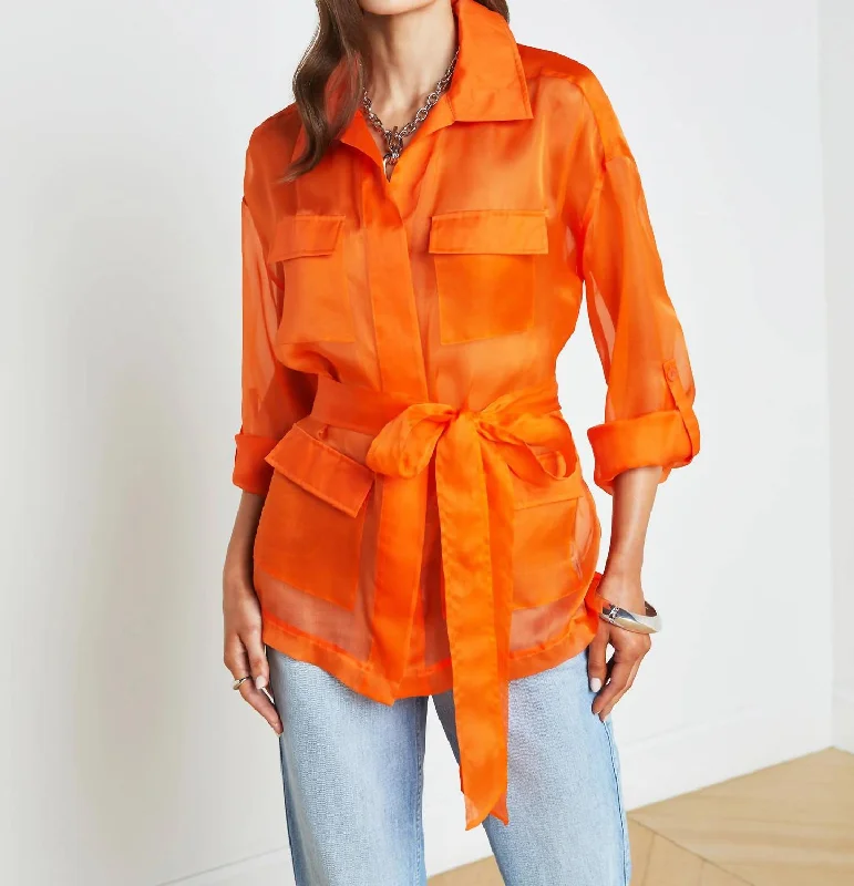 Colson Safari Jacket In Pop Orange Women's Comfy Loungewear Outfit