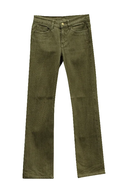 Loro Piana Straight Leg Pants in Green Cotton Women Online Clothing Boutiques