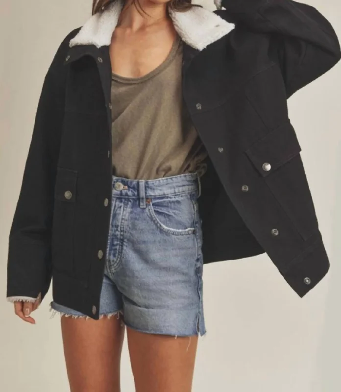 Sparks Denim Jacket In Washed Black Trendy Women's Dresses Online