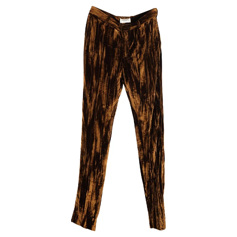 Saint Laurent Straight-Leg Trousers in Brown Velvet Effortless Chic for Women