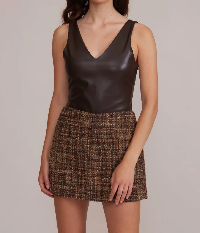 Mado Tweed Skort In Brown Women's Loungewear Clothes