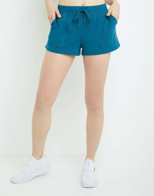 Campus French Terry Shorts In Blue Feminine Dresses for Women in Bold Prints