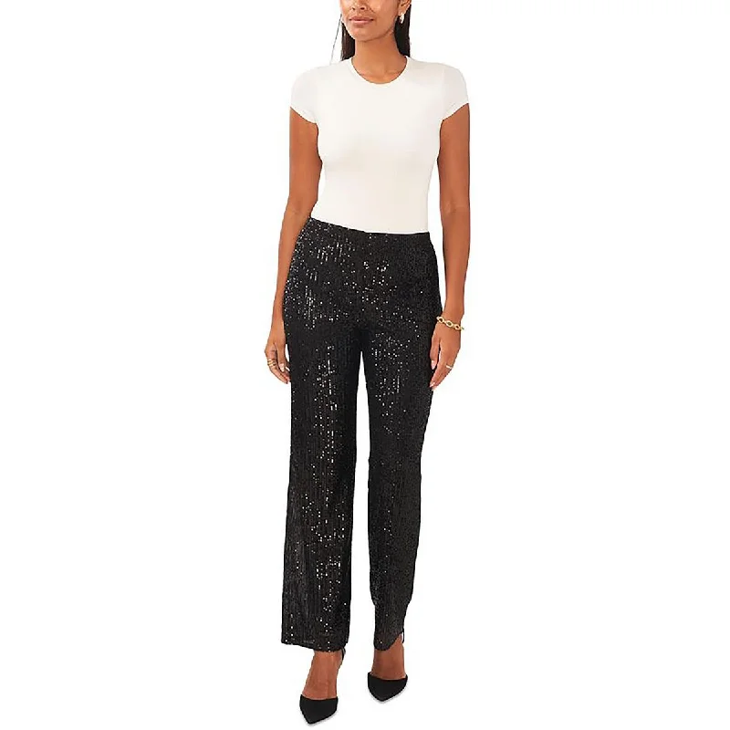 Petites Womens Sequined Mid-Rise Straight Leg Pants Casual Women's Clothing Online