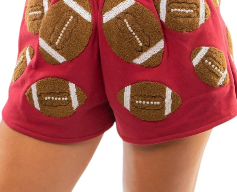 Fuzzy Football Shorts In Maroon Women's Clothing For Work