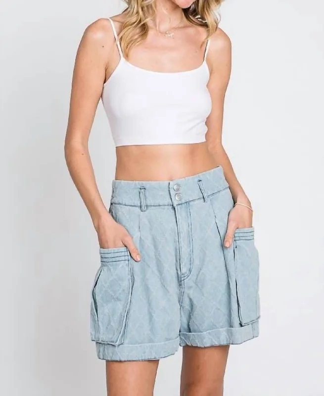 Washed Texture Denim Shorts Women's Transitional Apparel