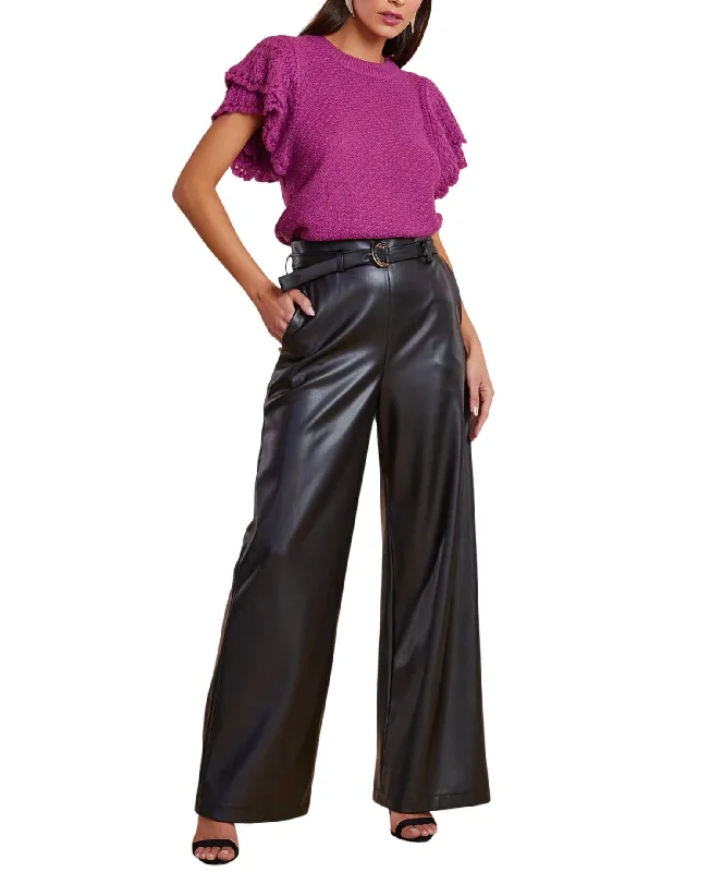 Dolan D-Ring Vegan Leather Pants In Black Women's Holiday Outfit