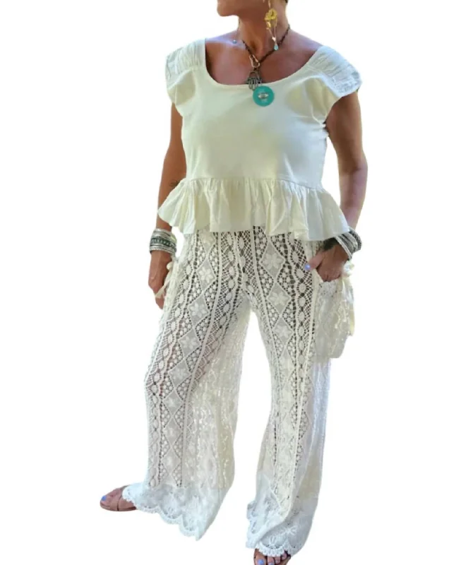 Golden Sun Lace Pants In White Women's Clothing With Trendy Designs