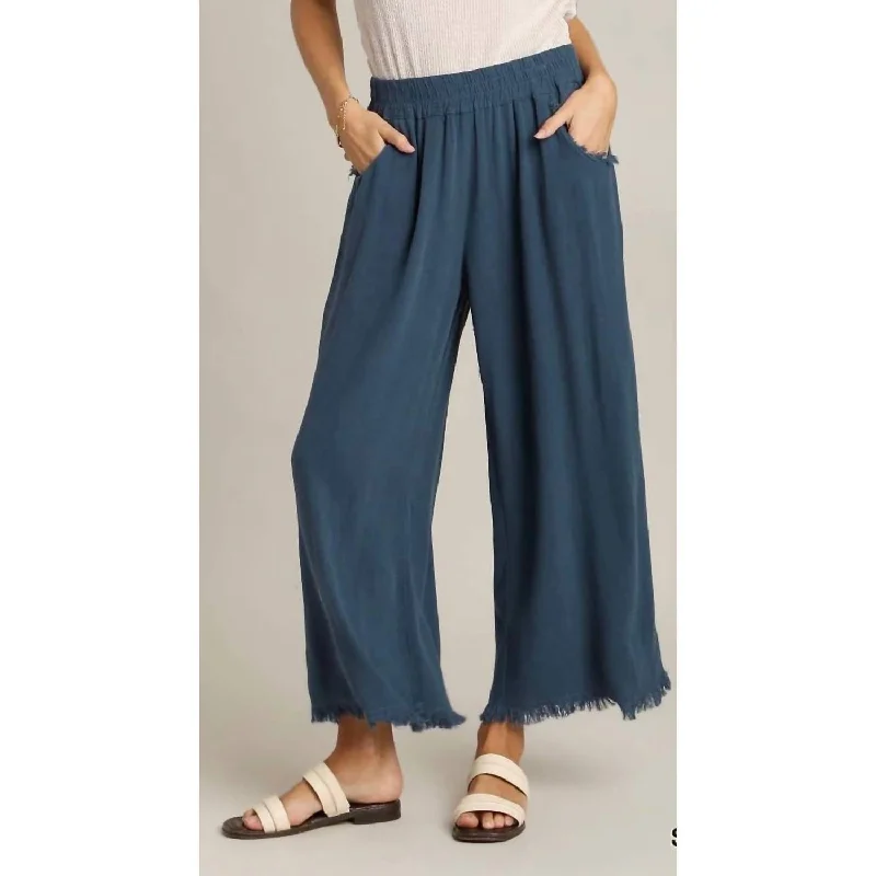 Tamika Cotton/linen Pants In Slate Blue Woman Clothing