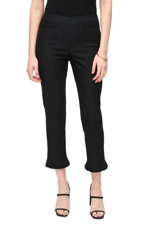 Millennium Crop Ruffle Pants In Black Sale On Clothing