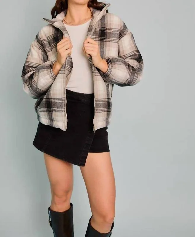 Gemma Plaid Jacket In Grey-Black Plaid Latest Fashion for Women