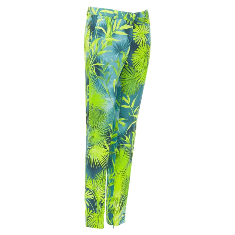 Versace Jlo Jungle Tropical Print Viscose Pants Trendy Boutiques Online