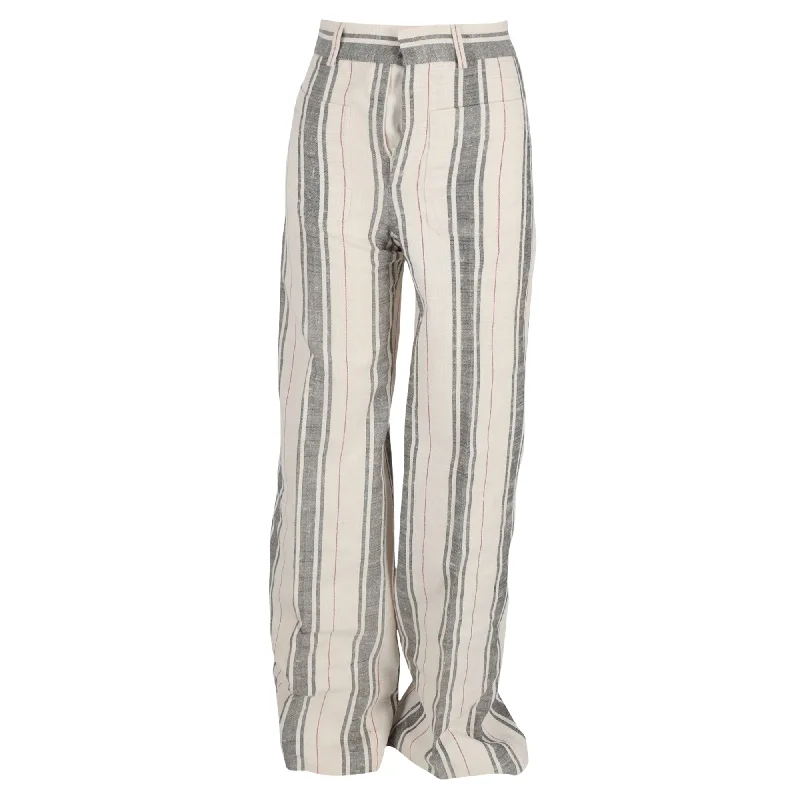 Christian Dior Pin Stripe Pants in Ivory Cotton Casual Women's Clothing Online