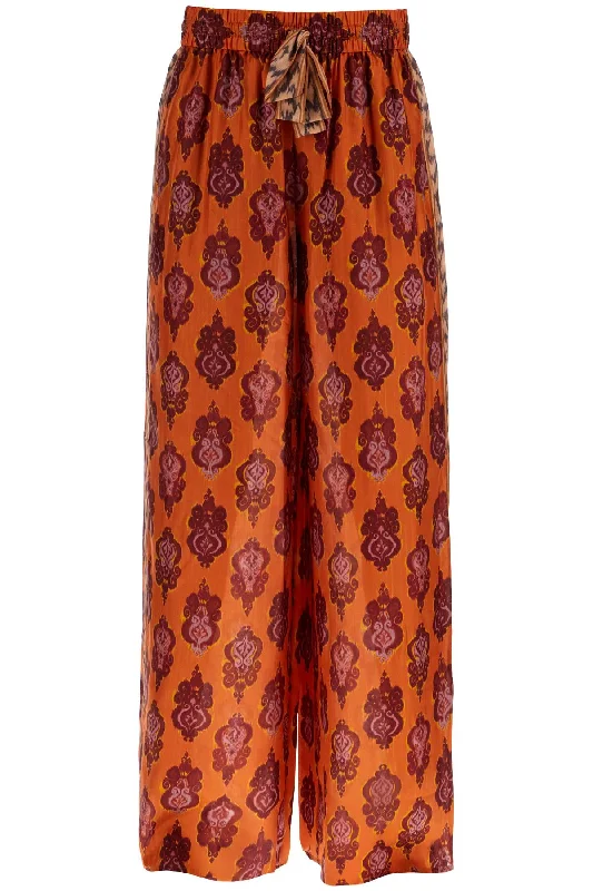 Zimmermann Women's High Waist Wide Leg Ikat Print Silk Pants Women's Date Night Outfit