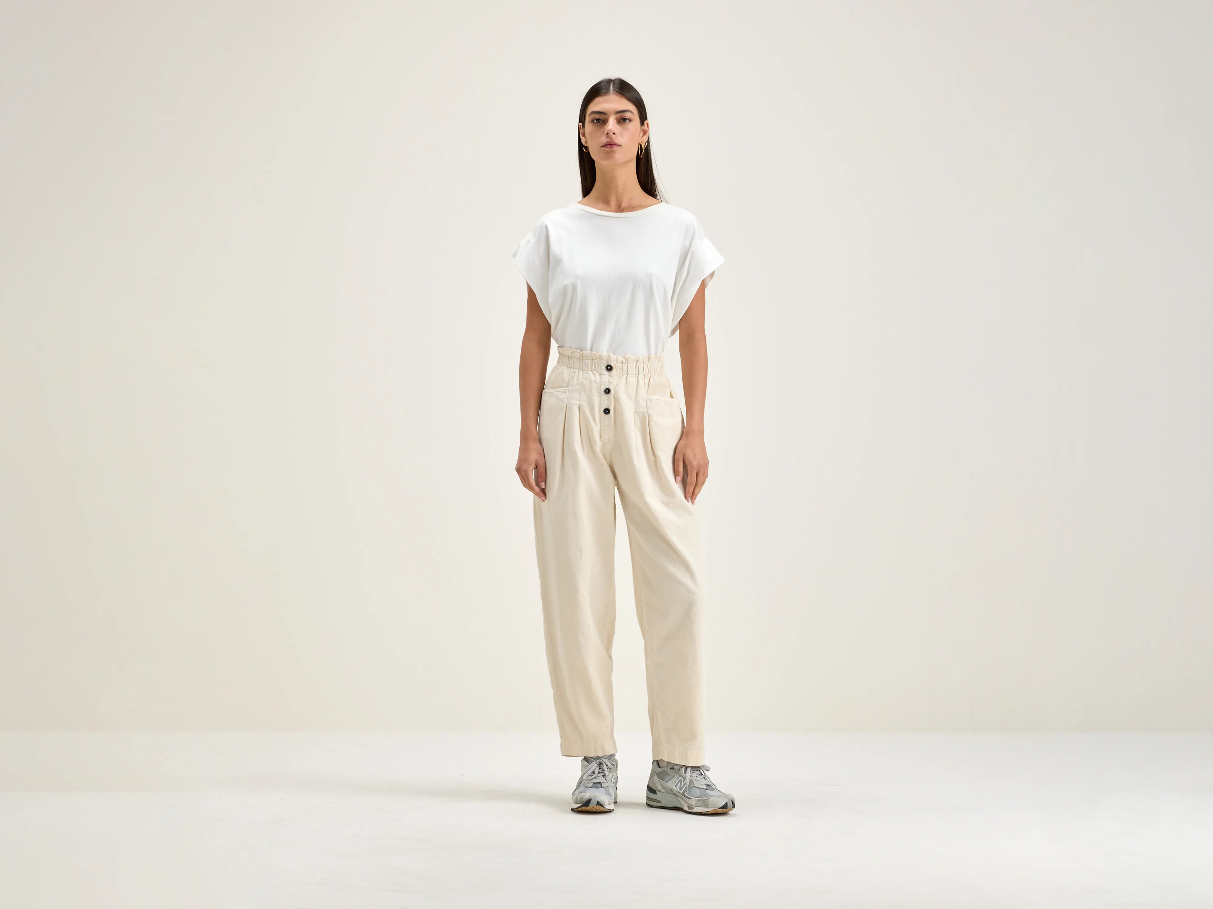 Lilo paperbag trousers (242 / W / CREAM) Vintage Clothing For Women