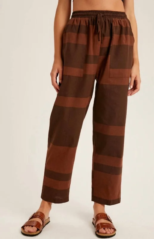 Color Block Slouchy Pants In Brown Women's Outerwear Clothing