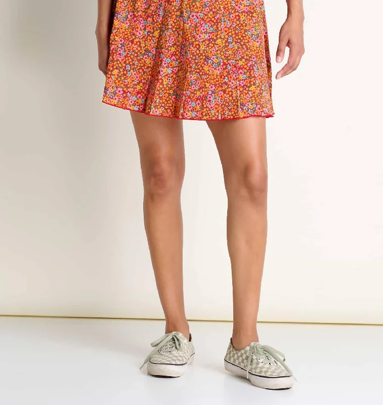 Sunkissed Pleated Skort In Taffy Micro Floral Print Weekend Sale