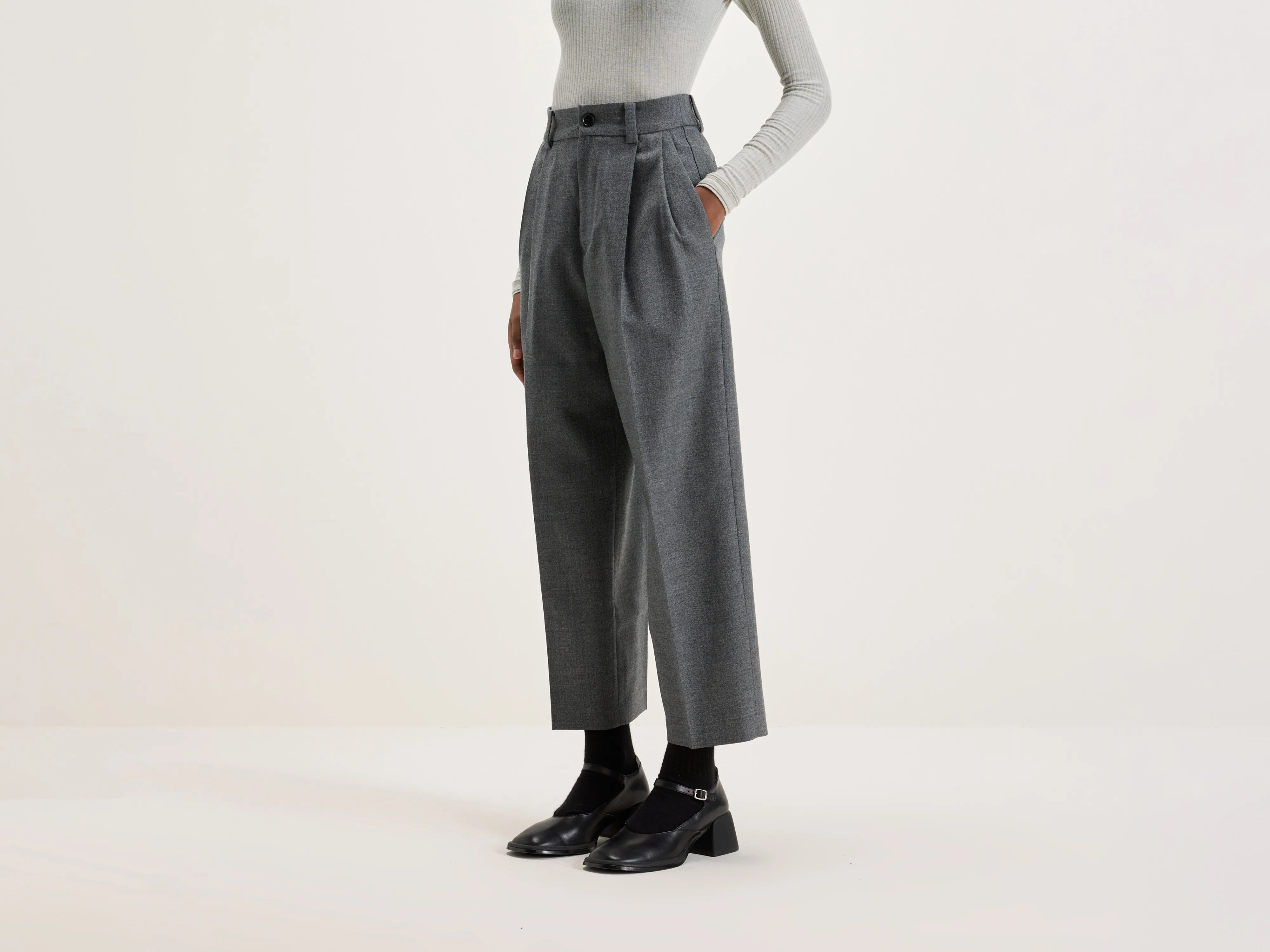 Port Straight Wool Pants  (242 / W / GREY) Women Online Clothing Boutiques