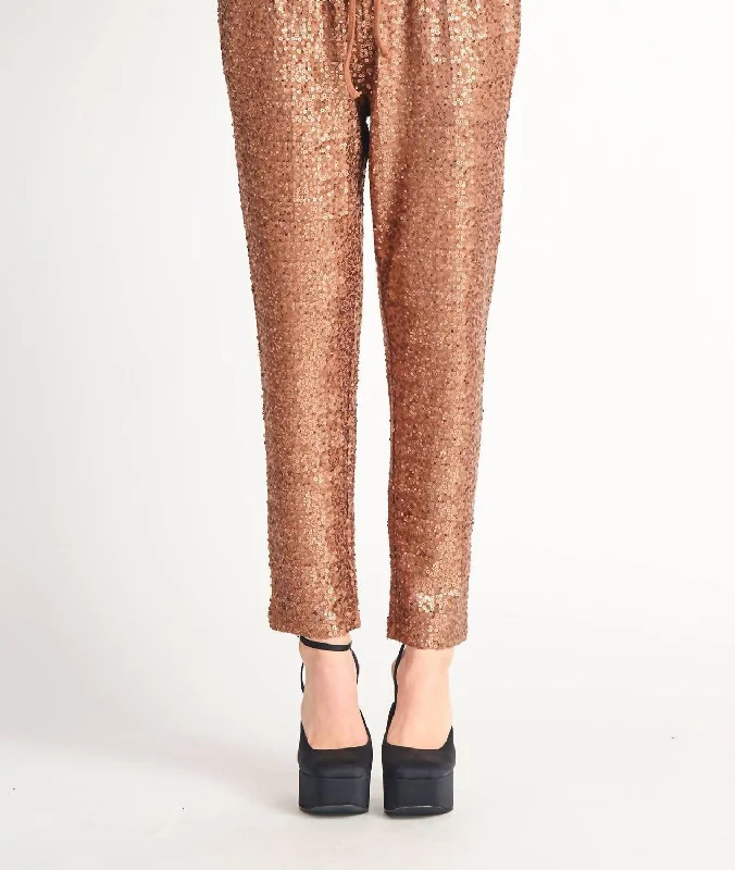 Sequin Jogger In Rose Gold Vintage Fashion