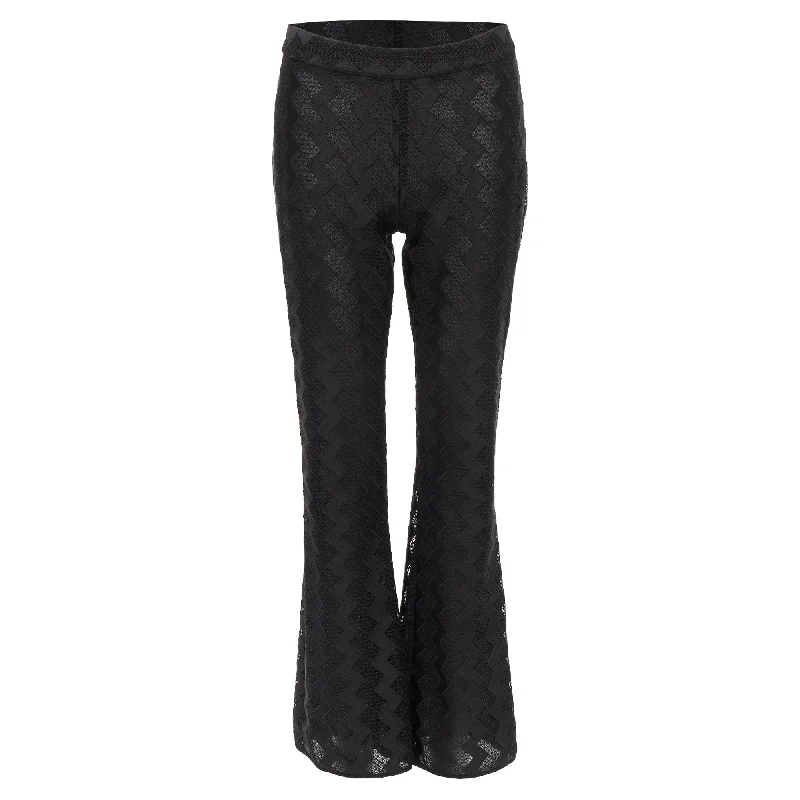 Giambattista Valli Giamba Zigzag Lace Lined Flare Pants Rocker Chic Fashion