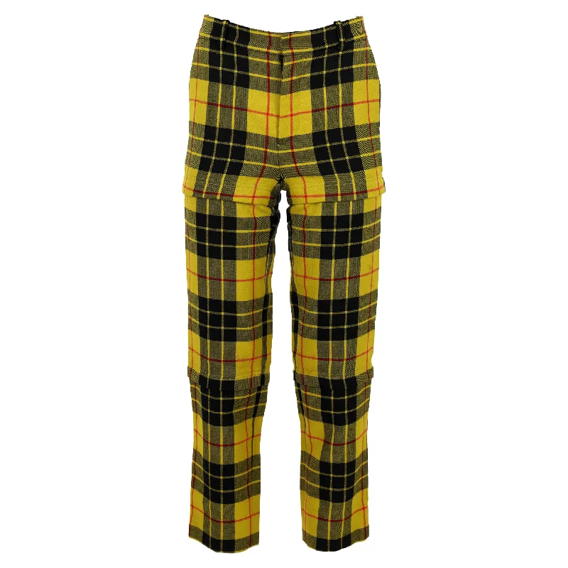 Balenciaga Tartan Wool Straight-Leg Pants in Yellow Wool Women's Outfit