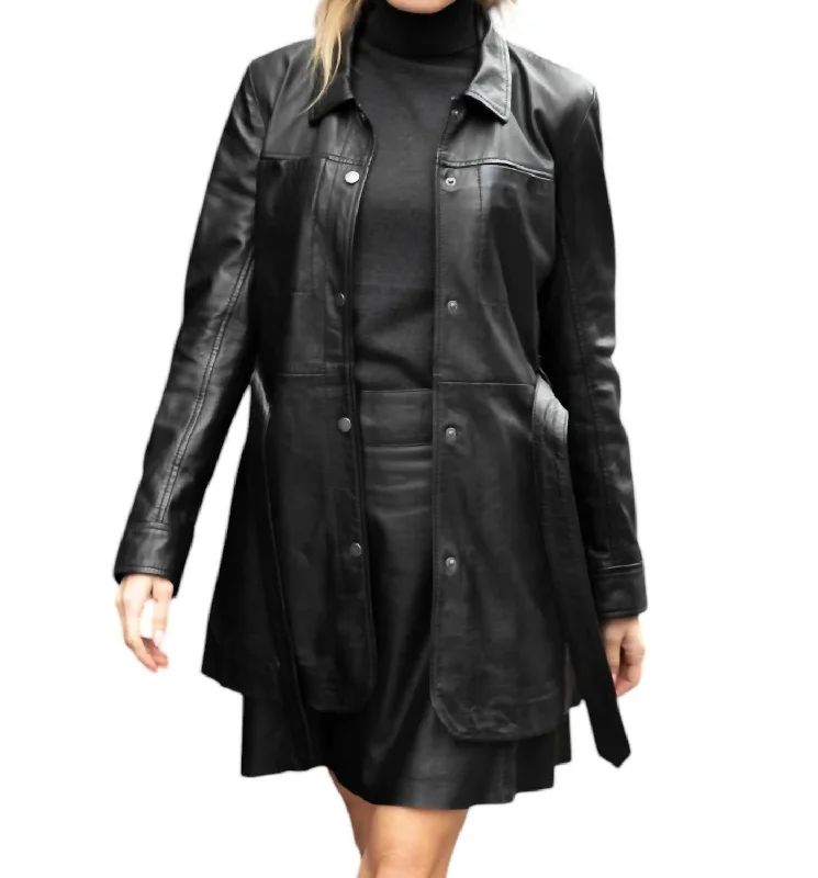 Gennie Leather Jacket In Black Women's Transitional Attire