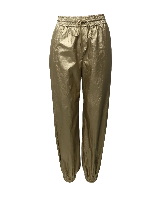 Zimmermann Rhythmic Drawstring Pants in Gold Viscose Women's Casual and Dressy Outfits