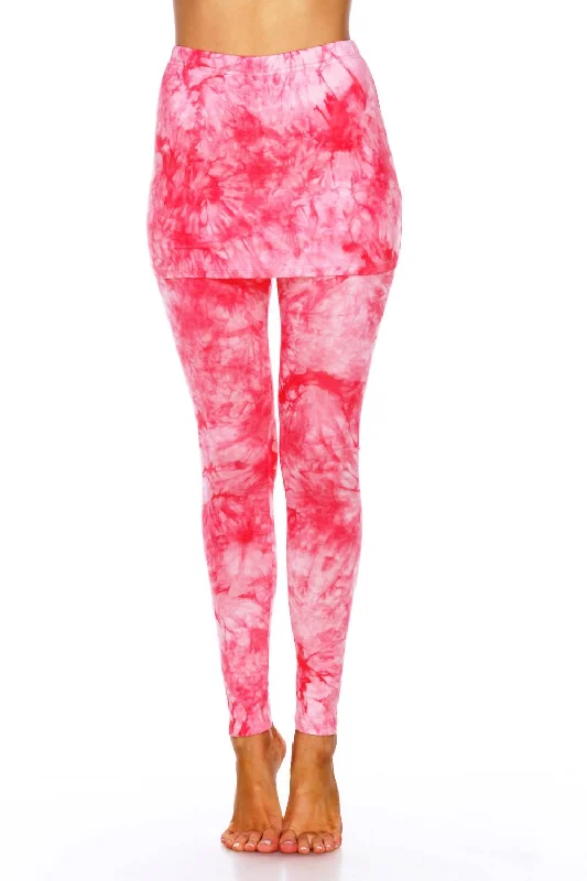 Tie Dye Skirted Leggings In Red Women's Online Boutique